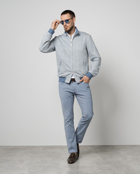 Stefano Ricci Голубая куртка с льном в клетку MZJ4100220LCT02Q