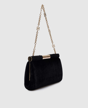 Dolce&Gabbana Черный бархатный клатч Marlene с гравировкой логотипа BB7620A4195