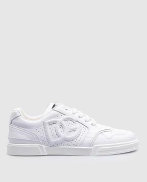 Dolce&Gabbana Детские белые кожаные кроссовки с монограммой логотипа. DA5263A11602936