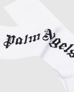 Palm Angels Білі утеплені шкарпетки з візерунком логотипа PWRA007C99FAB001