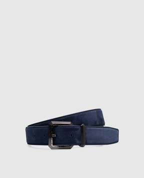 Stefano Ricci Синій замшевий ремінь з гравіюванням логотипа N381SDA566U