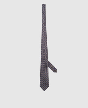 Brunello Cucinelli Серый галстук из шелка в геометрический узор. MV8940018