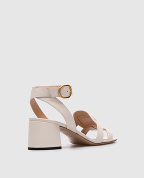 Valentino Бежевые кожаные босоножки VLogo Signature 6W2S0LT1DSH