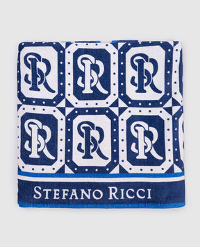 Stefano Ricci Синее полотенце в принт монограммы логотипа YTELM03SPSR03