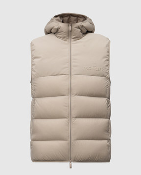 Moncler Бежевий пуховий жилет Bresse з фактурним логотипом K10911A00029597YD