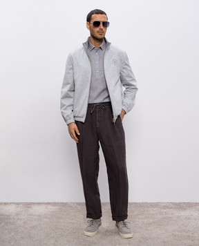 Brunello Cucinelli Серая двусторонняя куртка с шелком с логотипом MD8217440F