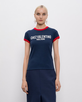 Valentino Синя футболка з принтом логотипа 7B3MG24D970