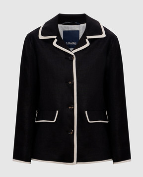 Max Mara Черный жакет LESLIE из льна. LESLIE