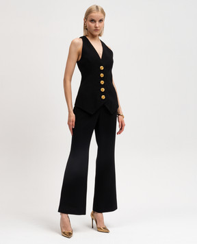 Balmain Чорні штани кльош з вовни CF0PP250WB86