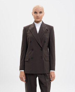 Brunello Cucinelli Коричневий двобортний жакет з вовною M0W077038