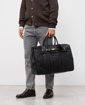 Brunello Cucinelli Черная кожаная дорожная сумка с логотипом MBZIBU071