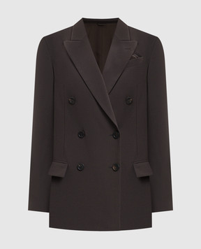 Brunello Cucinelli Коричневий двобортний жакет з вовною M0W077038