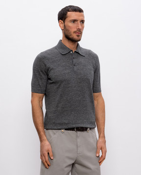 Brunello Cucinelli Серое поло с леном M2L00315
