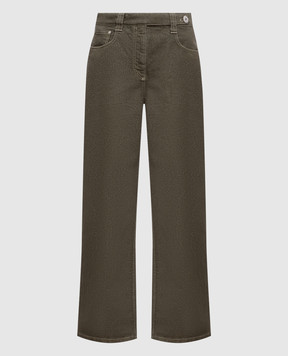 Brunello Cucinelli Джинси кольору хакі з люрексом MA176P5978