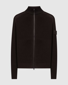Stone Island Коричневий кардиган з вовни з логотипом K2S155100083S00FG