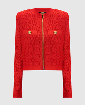 Balmain Червоний кардиган з фактурним візерунком FF0KL078KJ03