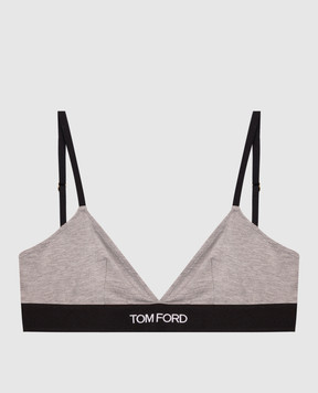 Tom Ford Серый меланжевый лиф с логотипом BRJ009JEX011
