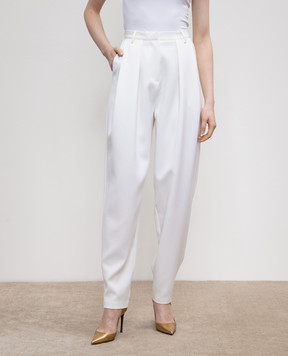 Magda Butrym Білі штани з вовни з високою посадкою PANTS01104820
