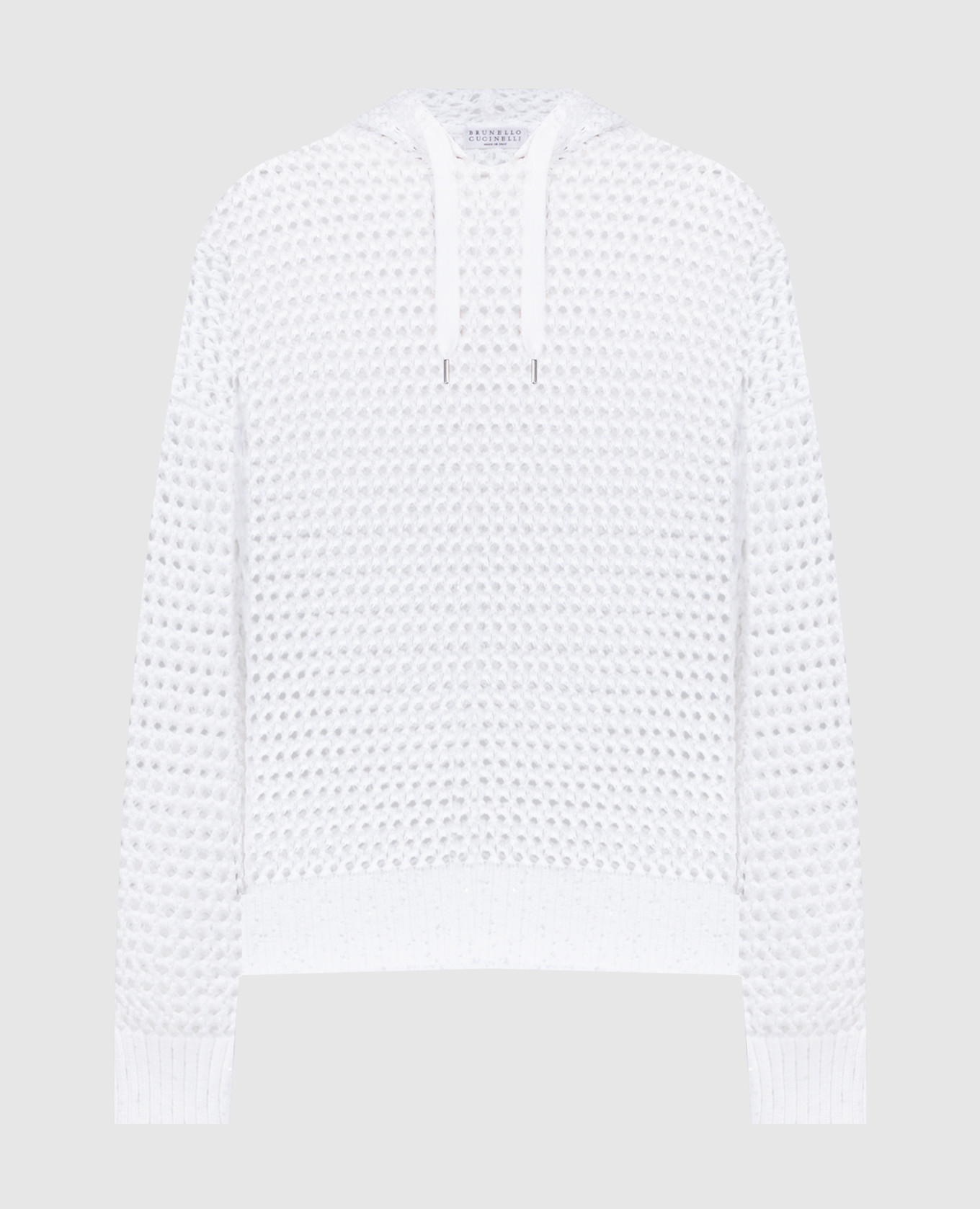White openwork hoodie with sequins