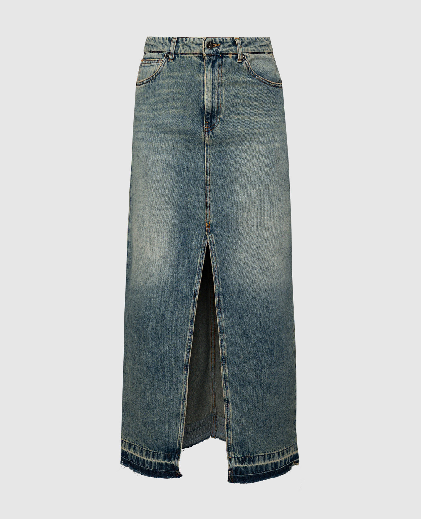 

Синяя юбка джинсовая с патчем логотипа, Синий, Юбки прямые