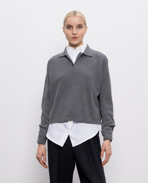 Brunello Cucinelli Сірий светр з ланцюжком моніль M19194705P
