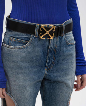 Off-White Черный кожаный ремень с логотипом Arrow OWRB134C99LEA001