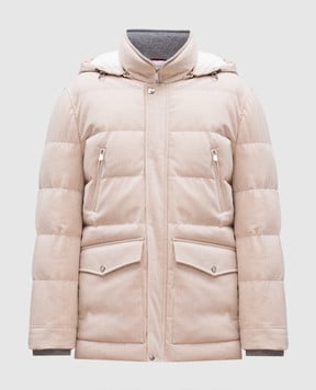 Brunello Cucinelli Бежевий пуховик з вовни MM4631823