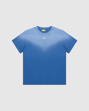Off-White Детская синяя футболка с эффектом потертости OBAA002S25JER006