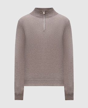 Brunello Cucinelli Бежевый джемпер из кашемира с молнией M2200124