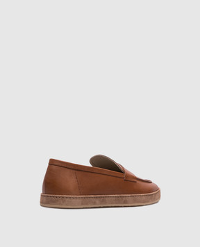 Brunello Cucinelli Коричневые кожаные слипоны Soft MZUETOS725