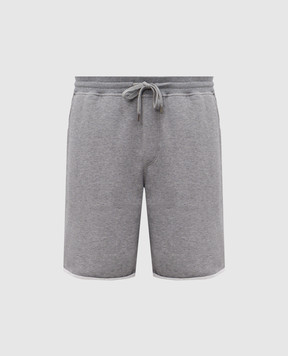 Brunello Cucinelli Сірі меланжеві шорти з відворотами MN05N3379G