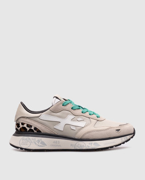 Premiata Бежевые комбинированные кроссовки LAURYN с логотипом LAURYN7480