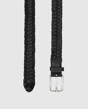 Bottega Veneta Чорний шкіряний ремінь Intrecciatio 797776V0013