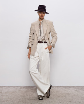 Brunello Cucinelli Белые брюки с цепочкой мониль MB141P9026