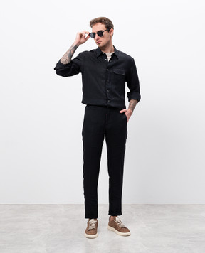 Kiton Чорні штани з льону UPN01H09284
