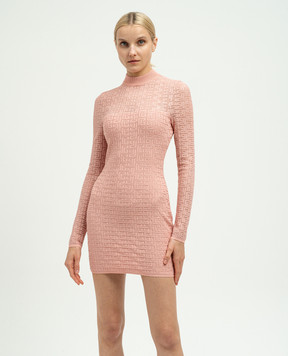 Balmain Розовое платье в фактурный узор PB Labyrinth DF1R8029KG96