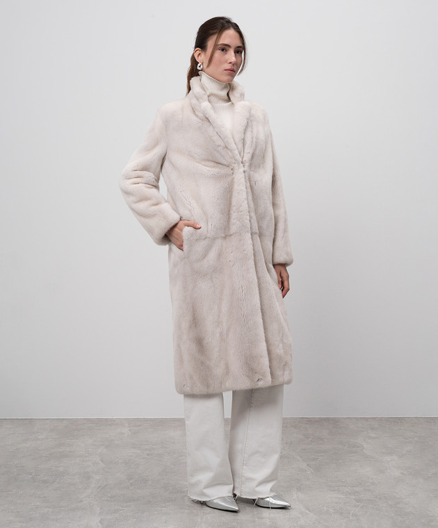 Via Cappella Белая шуба из меха норки C41718MVIOLET изображение 3