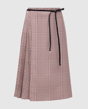 Bottega Veneta Бежевая юбка миди на запах в клетку 811228V4Z81