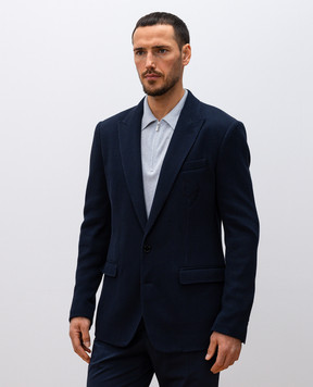 Dolce&Gabbana Синій піджак з вишивкою монграми логотипа G2TJ5ZGJ078