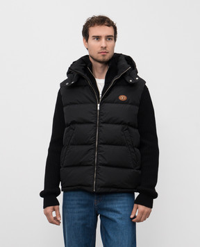 Valentino Черный пуховый жилет с эмблемой 7V3CQA406FN