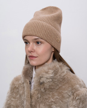 Ermanno Scervino Бежева шапка з кашеміру з нашивкою монограми логотипа D475V301HCW