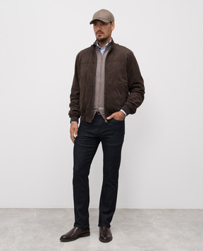 Canali Бежевый меланжевый кардиган из шерсти MK01149C0022
