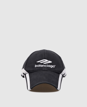 Balenciaga Черная кепка 3B Sports Icon с вышивкой логотипа 766860410B2w