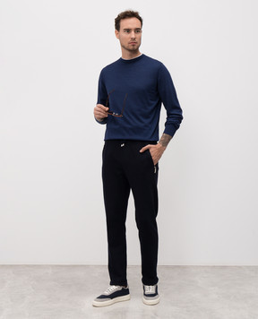 Doriani Cashmere Синій джемпер з вовни, шовку і кашеміру 18000Z79