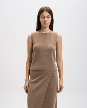Max Mara Бежевый топ из шерсти и кашемира FOSCO