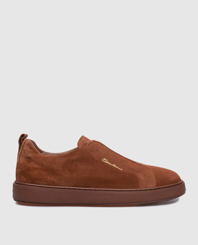 Santoni Коричневые замшевые слипоны MBCD21995CINTSEY
