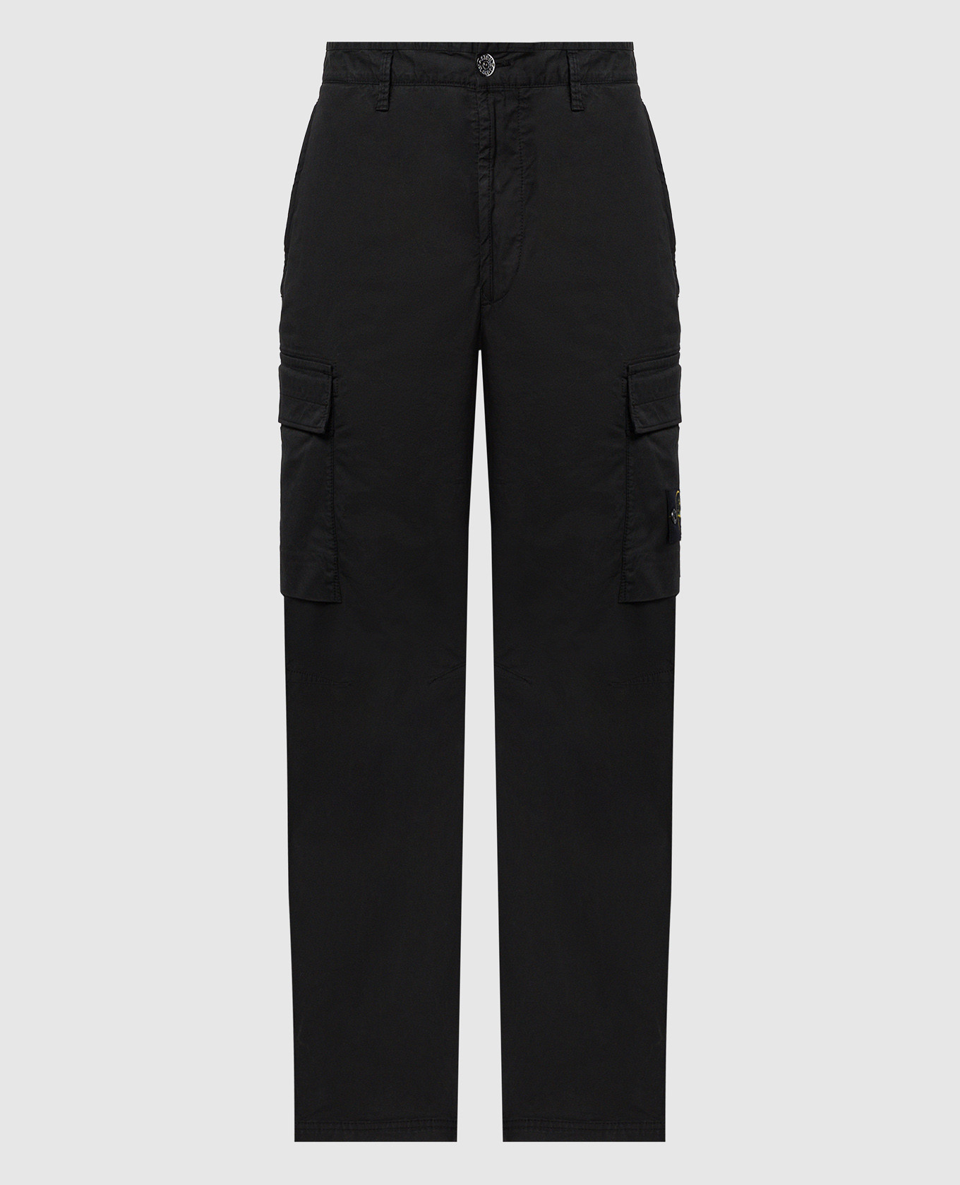 Black cargo pants with logo patch