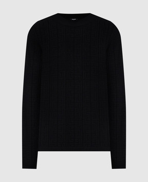Balmain Чорний джемпер в брендовий візерунок FH1KF096KI63
