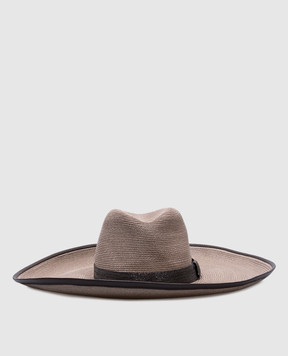 Brunello Cucinelli Бежевая шляпа с коноплей с цепочкой мониль MCAP90090