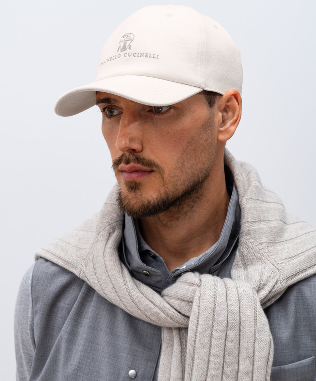 Brunello Cucinelli Бежевая кепка с вышивкой логотипа M277P9850 изображение 2